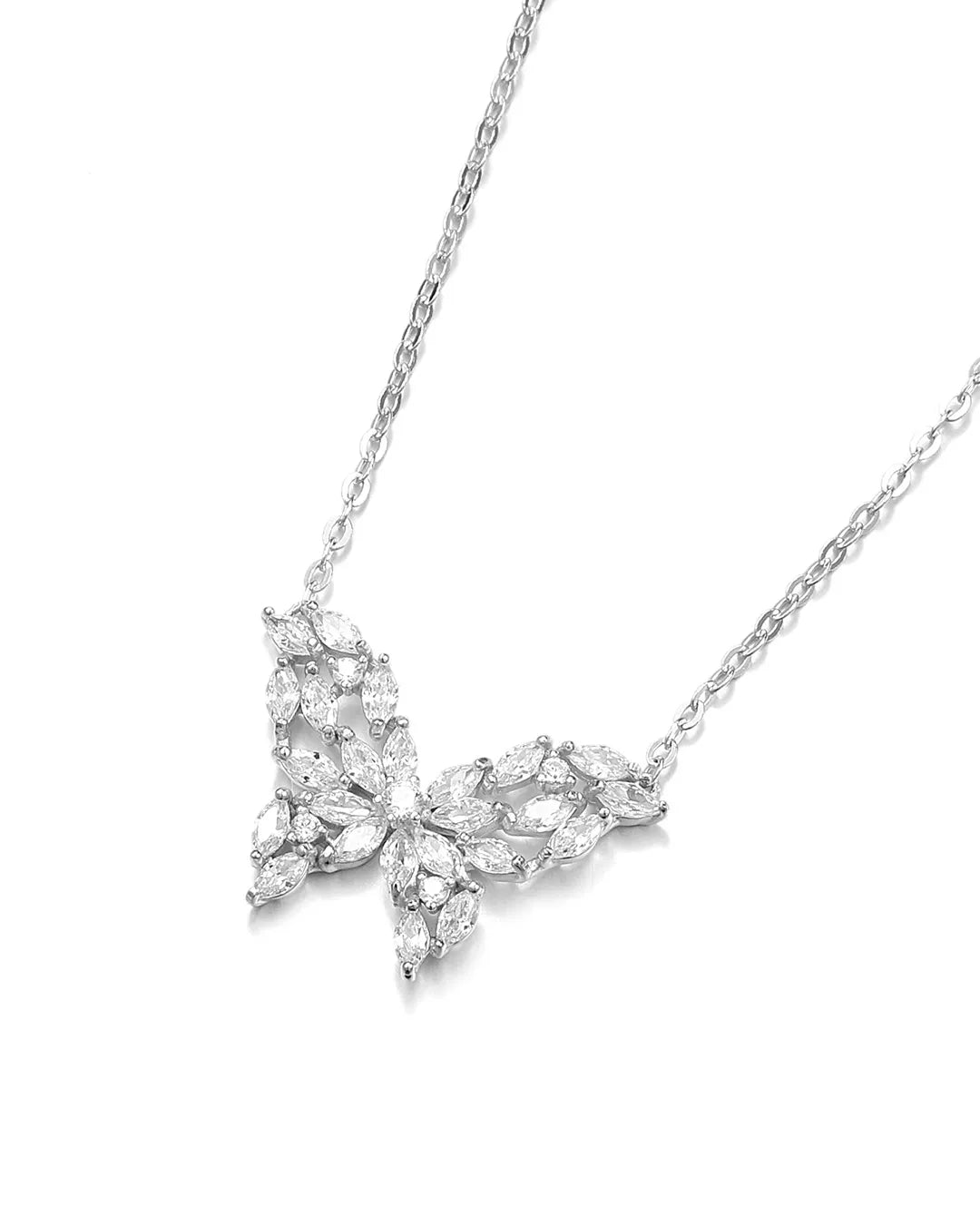 Diamond necklace on a white background