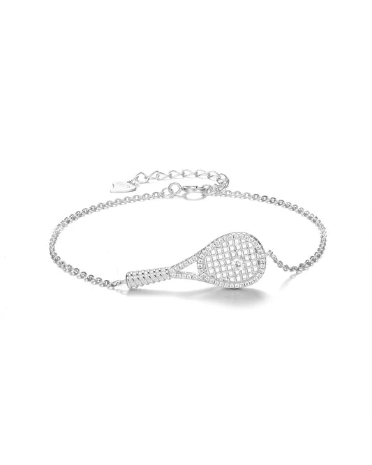 Silver bracelet with a unique clasp design on a white background