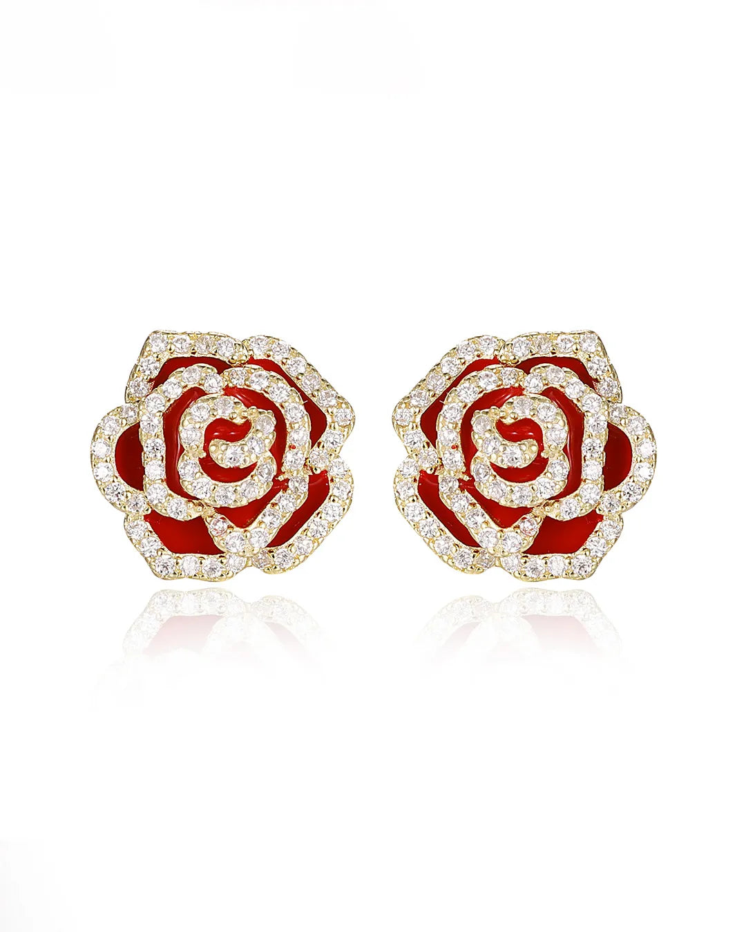 Red Rose Floral Earrings