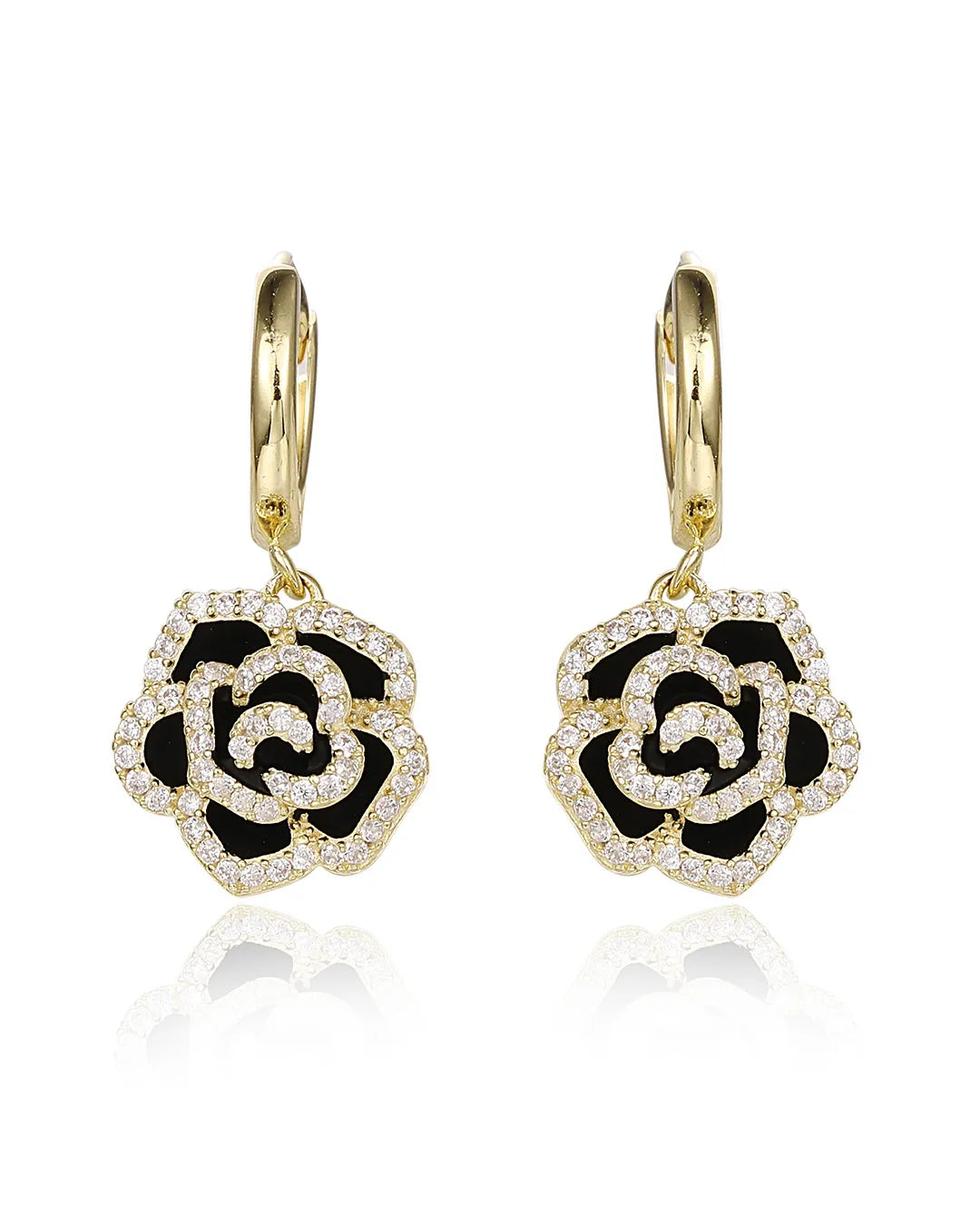Gold Rose Drop Earrings