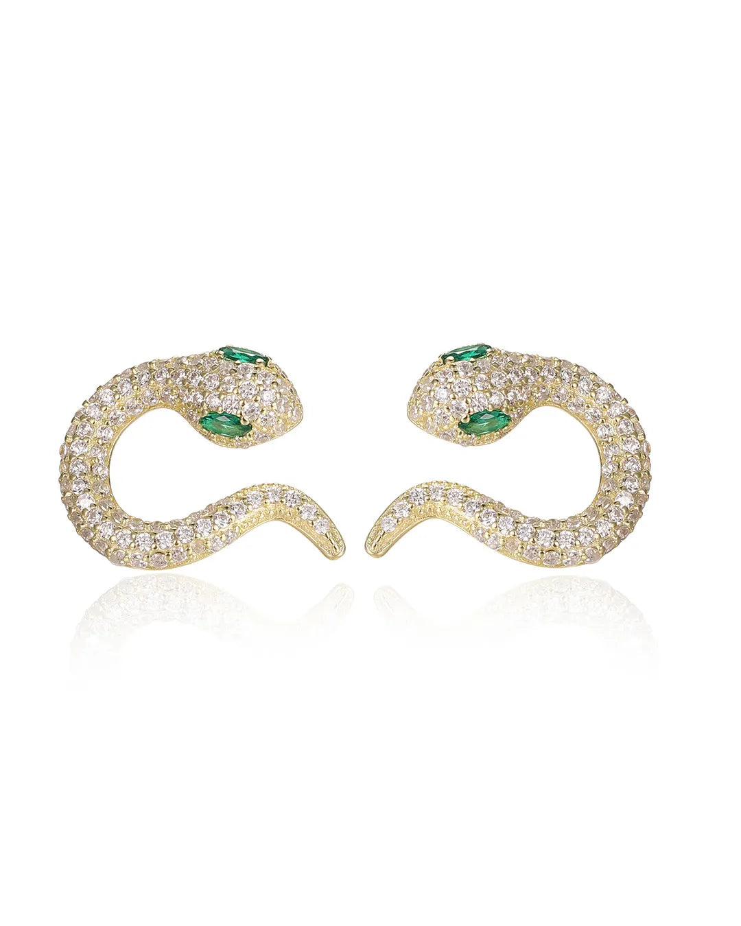 Gold Pavé Snake Earrings