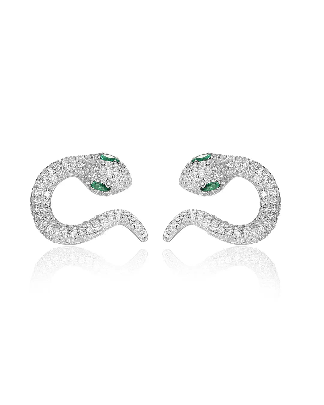 Silver Pavé Snake Earrings