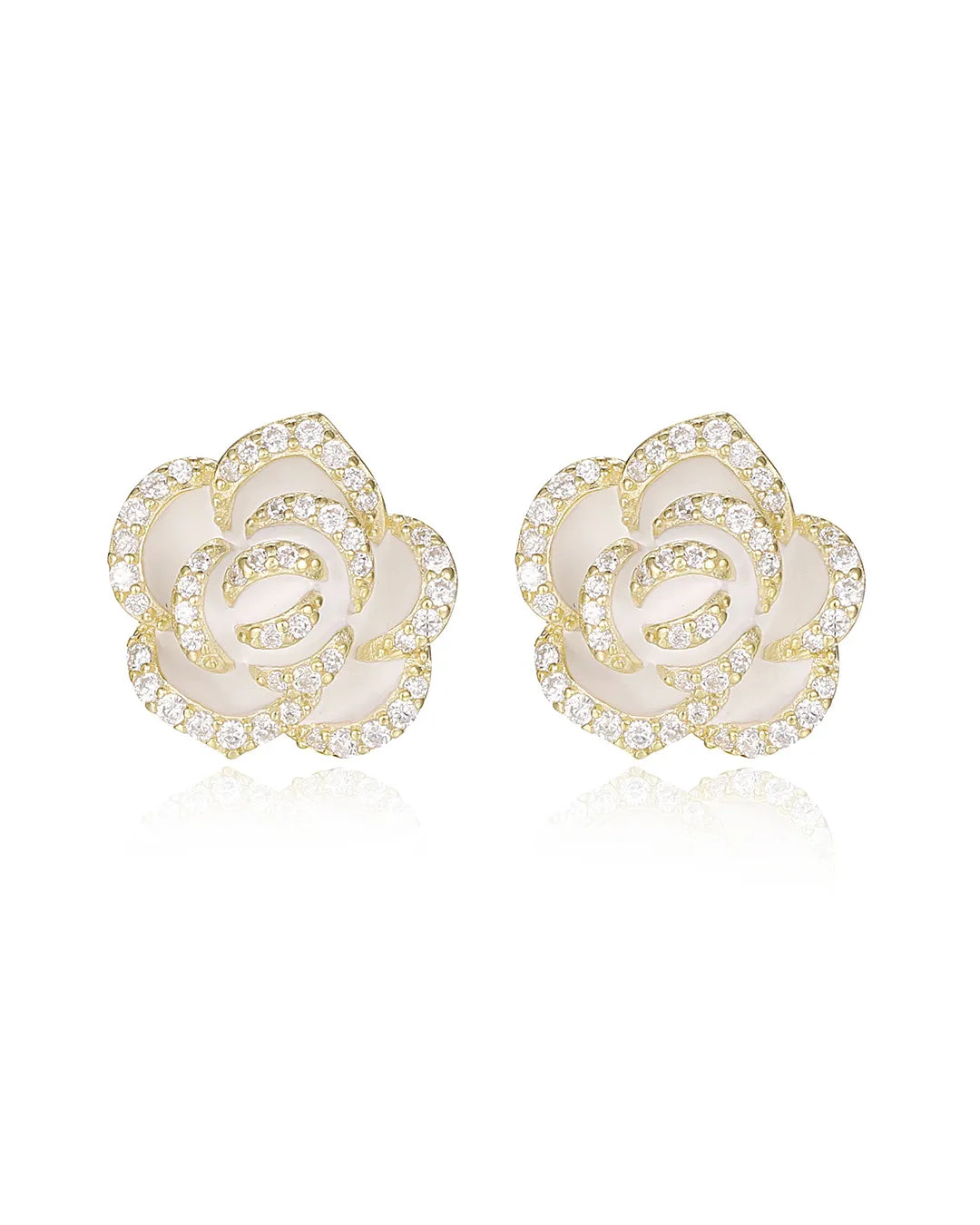 Gold Rose Stud Earrings