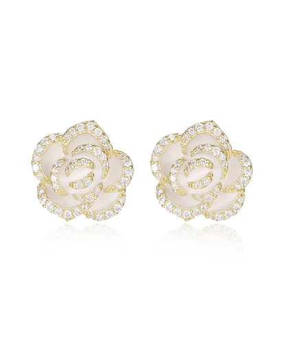 Gold Rose Stud Earrings