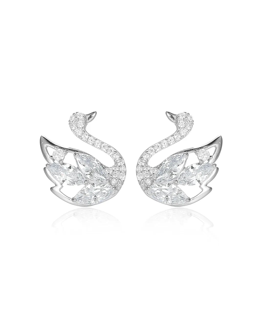 Radiant Swan Earrings Crafted with High Quality Shimmering Crystals