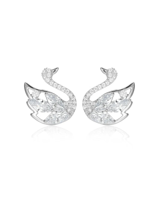 Radiant Swan Earrings Crafted with High Quality Shimmering Crystals