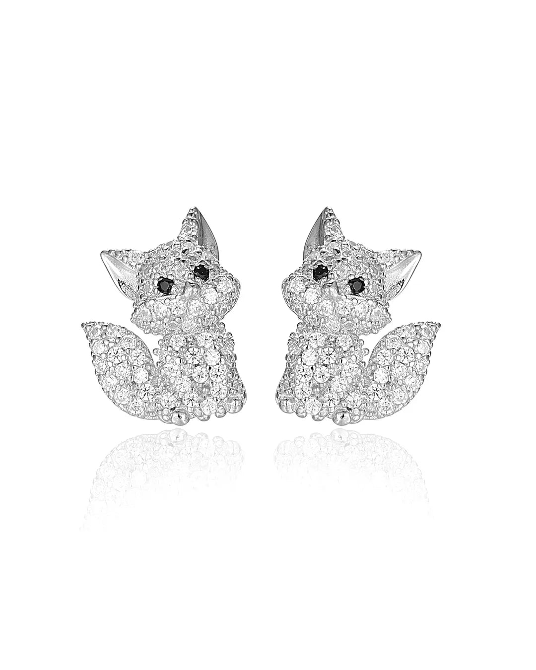 Detailed Silver Fox Women Earrings for a Sleek and Modern Style