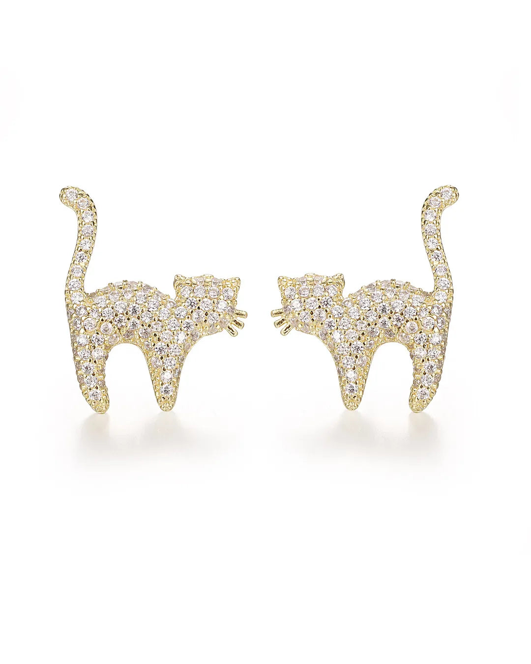 Gold Cat Stud Earrings