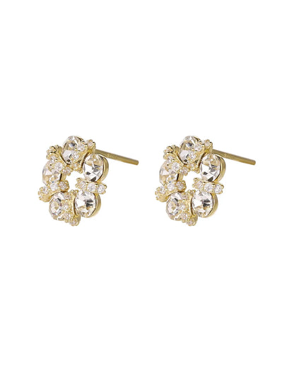 Gold Flower Crystal Earrings