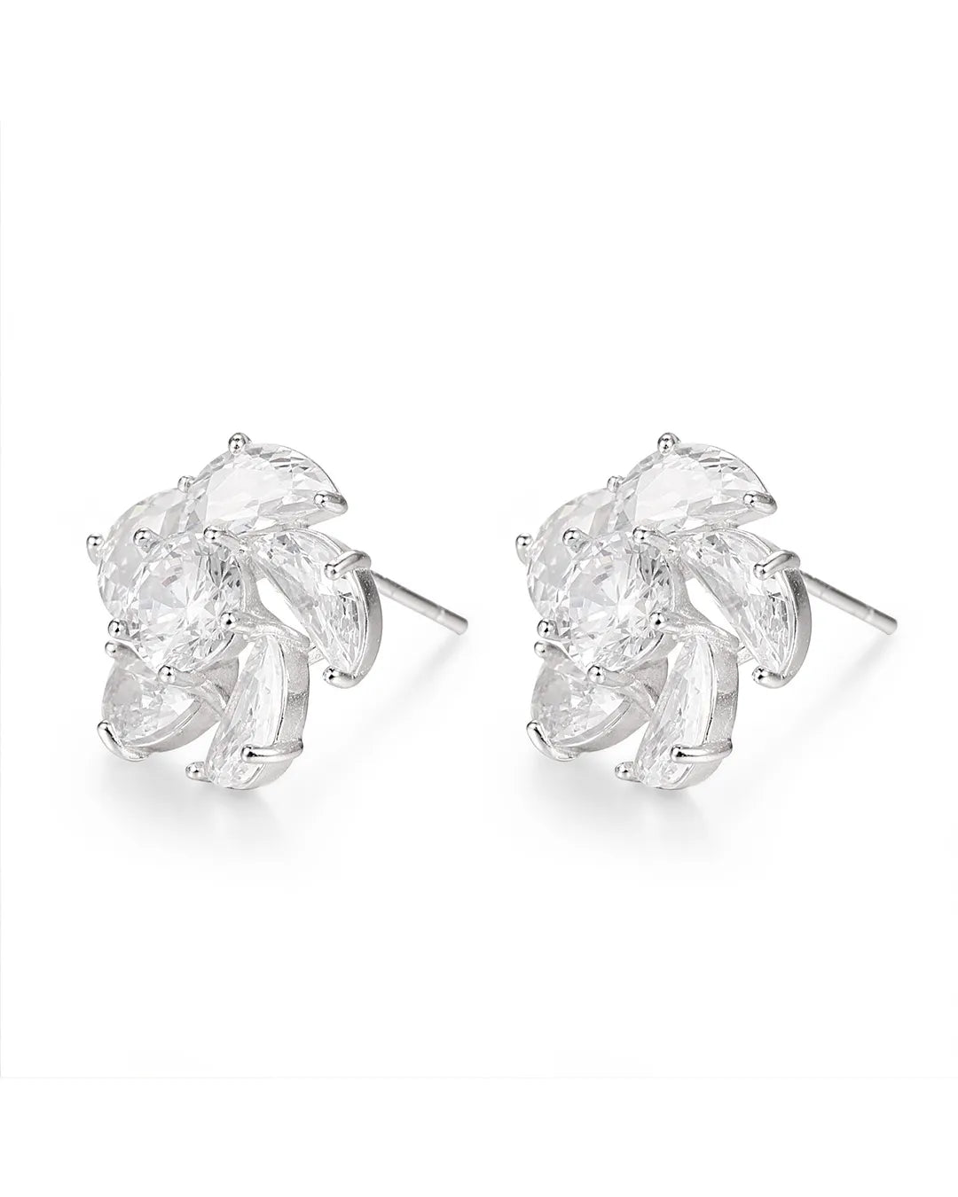 Silver Crystal Stone Earrings