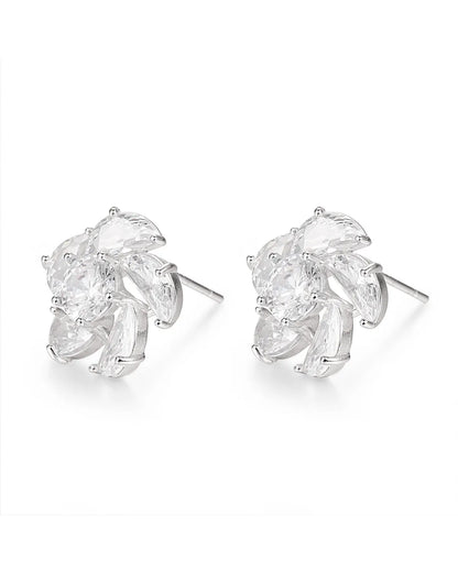 Silver Crystal Stone Earrings