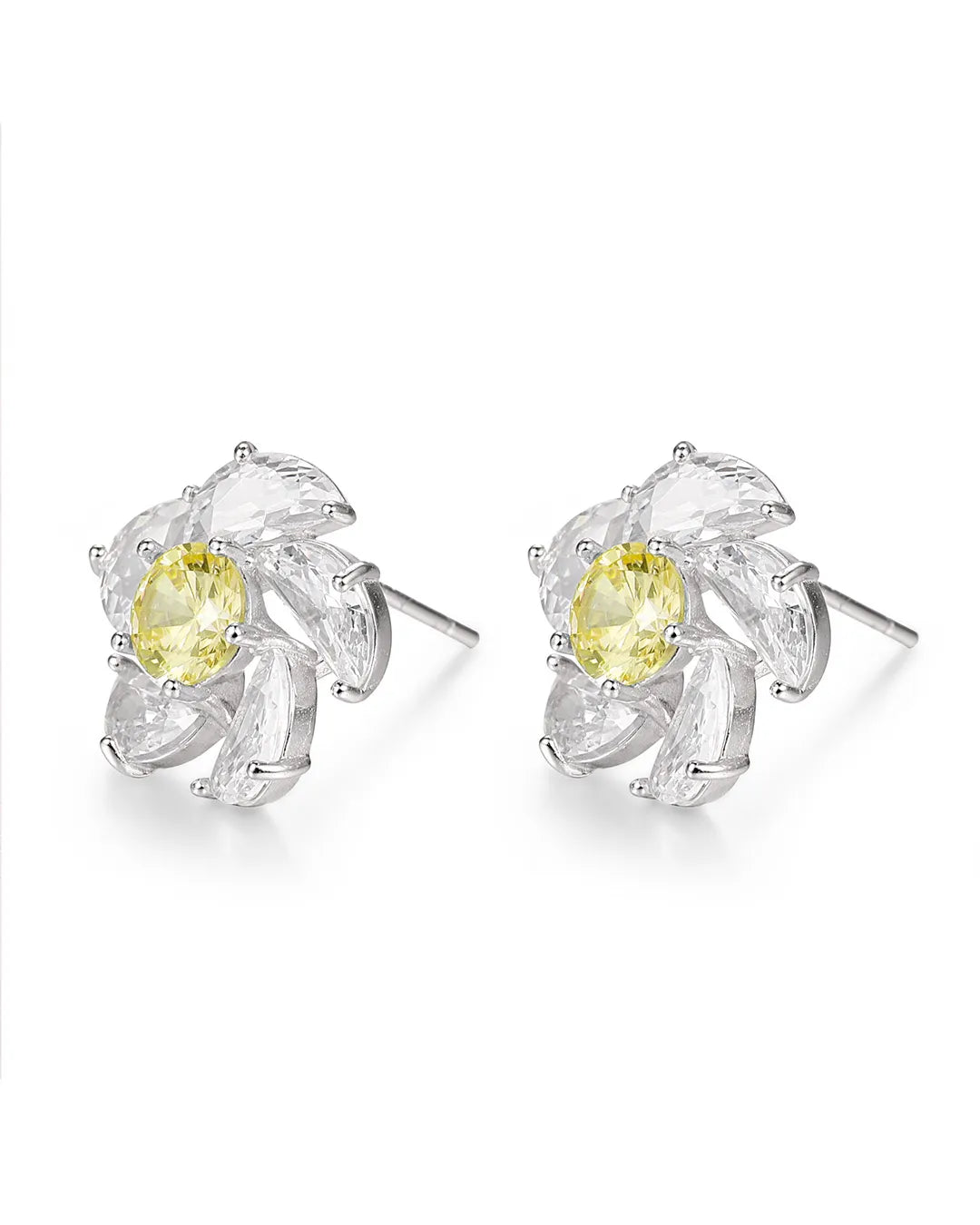 Yellow Crystal Silver Earrings
