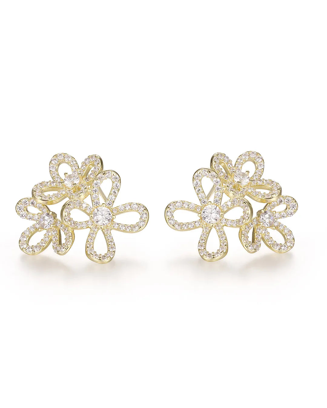 Gold Flower Hoop Earrings