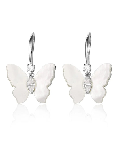 Silver Butterfly Hook Earrings