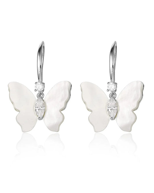 Silver Butterfly Hook Earrings