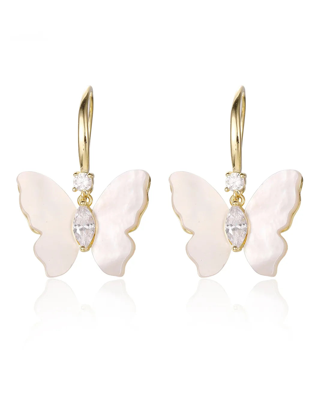 Gold Butterfly Hook Earrings