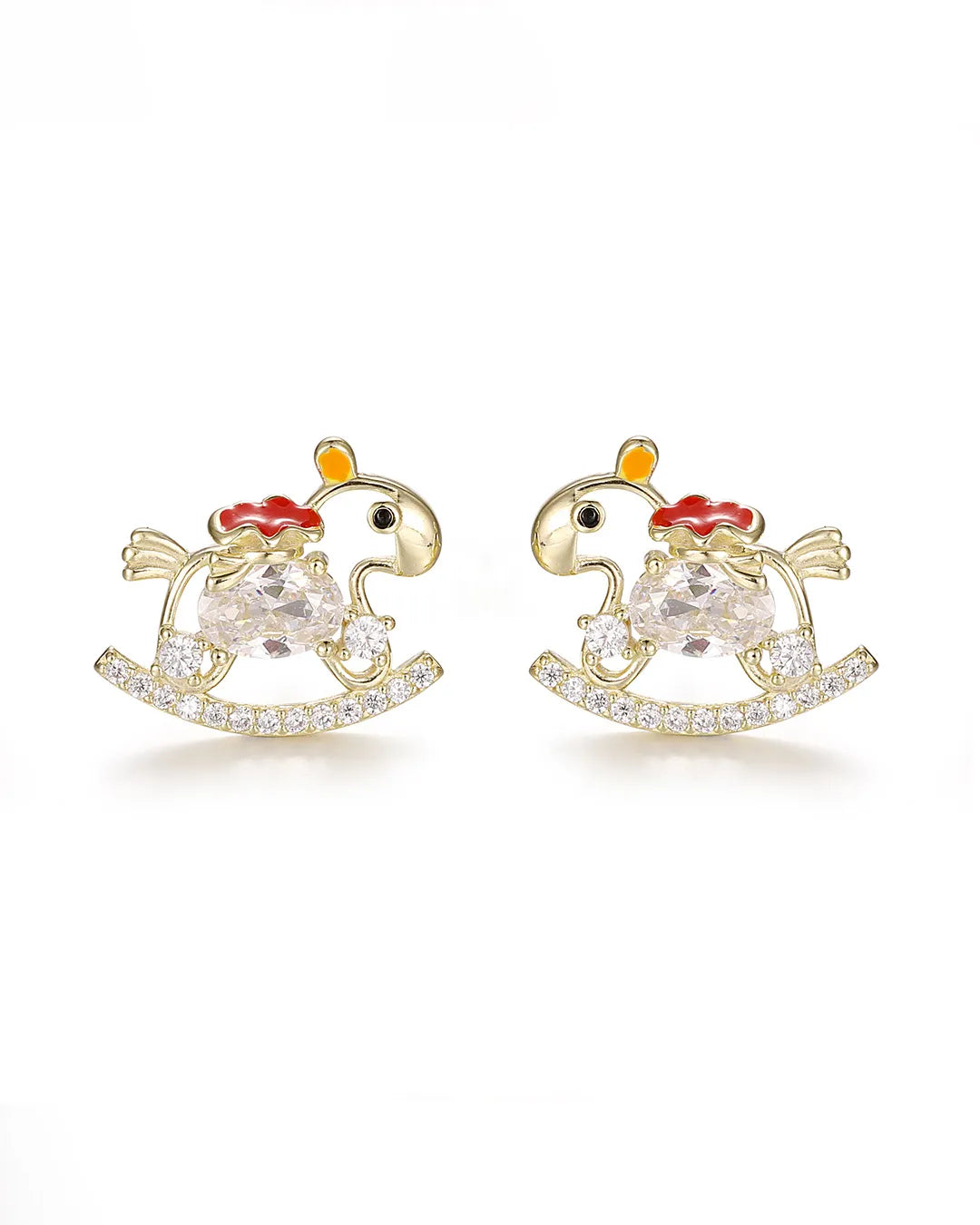 Adorable Horse Stud Earrings with a Unique Rocking Horse Design