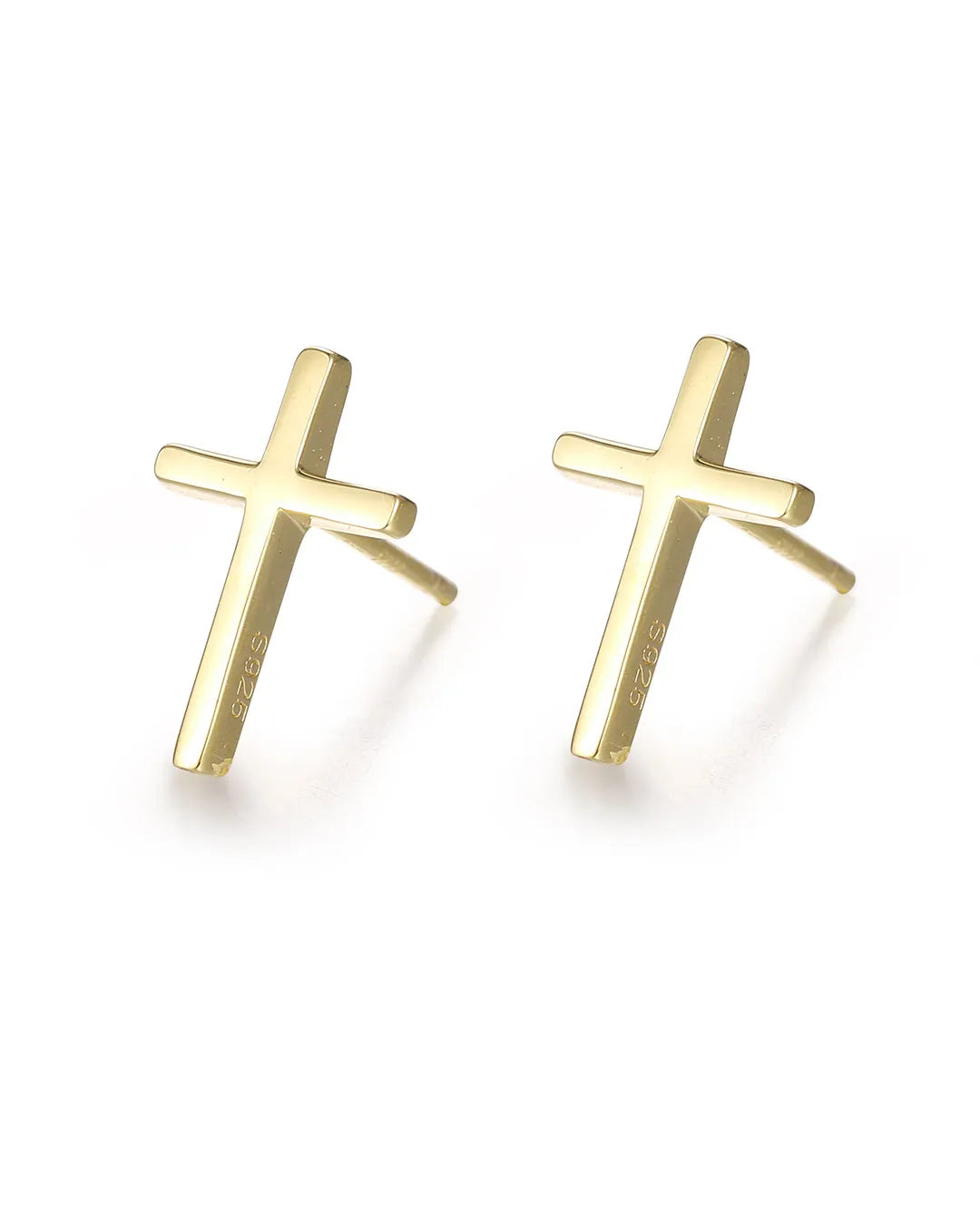 Sterling Gold Cross Earrings