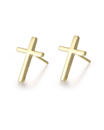 Sterling Gold Cross Earrings