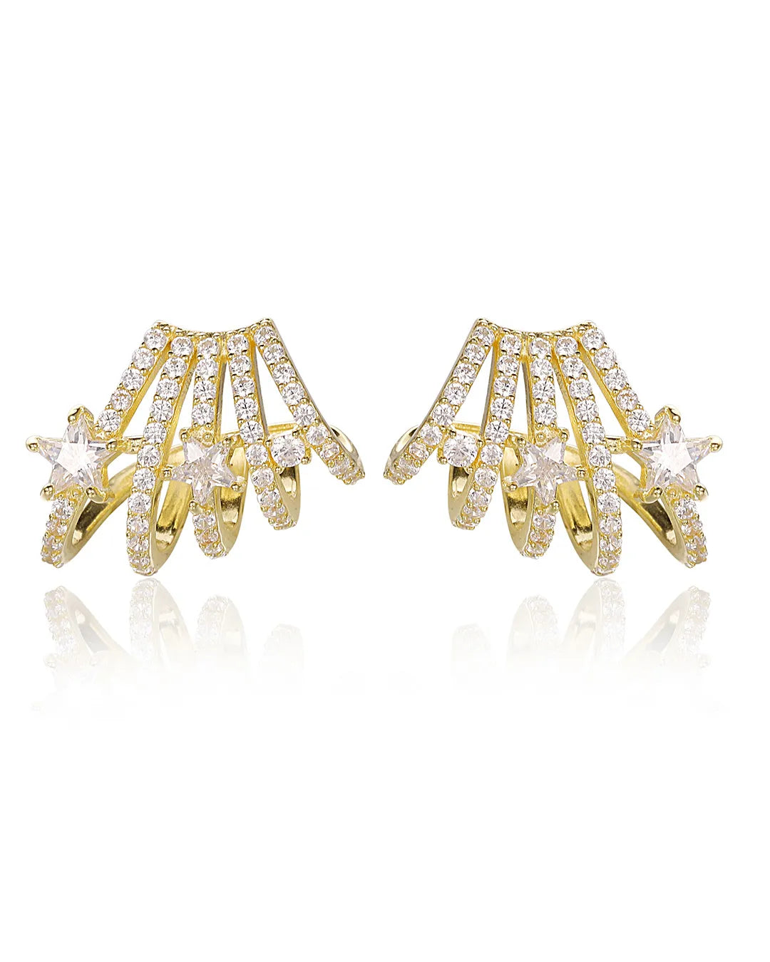 Elegant Gold Fan Earrings with a Unique and Exotic Fashion Design