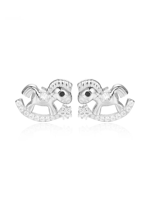 Precious Horse Earrings Crafted in High Quality Polished Silver