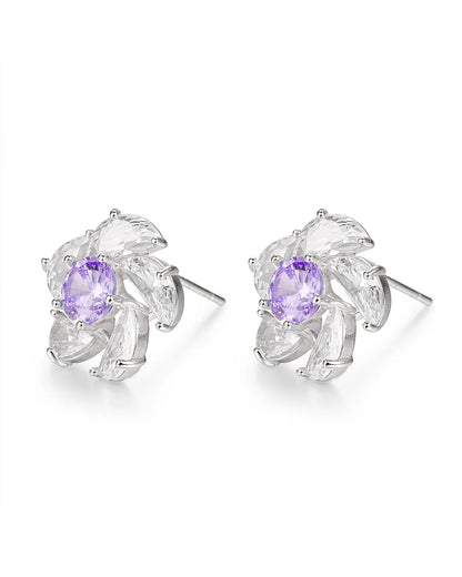 Purple Crystal Stud Earrings
