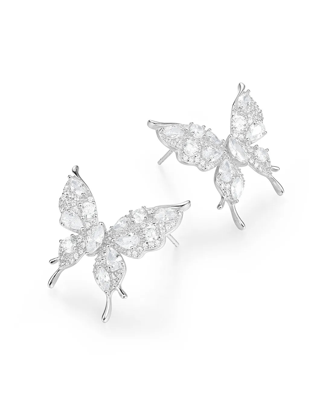 Silver Butterfly Stone Earrings
