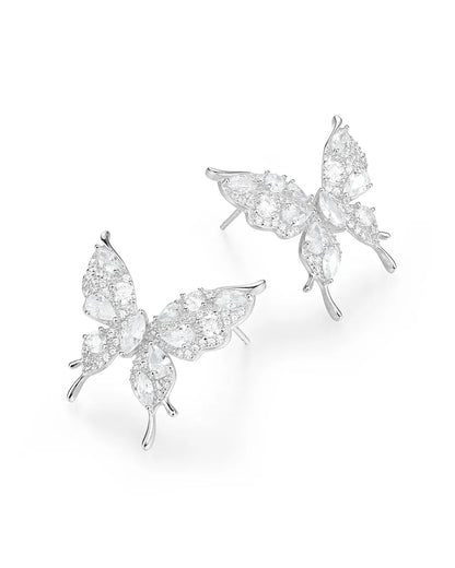 Silver Butterfly Stone Earrings