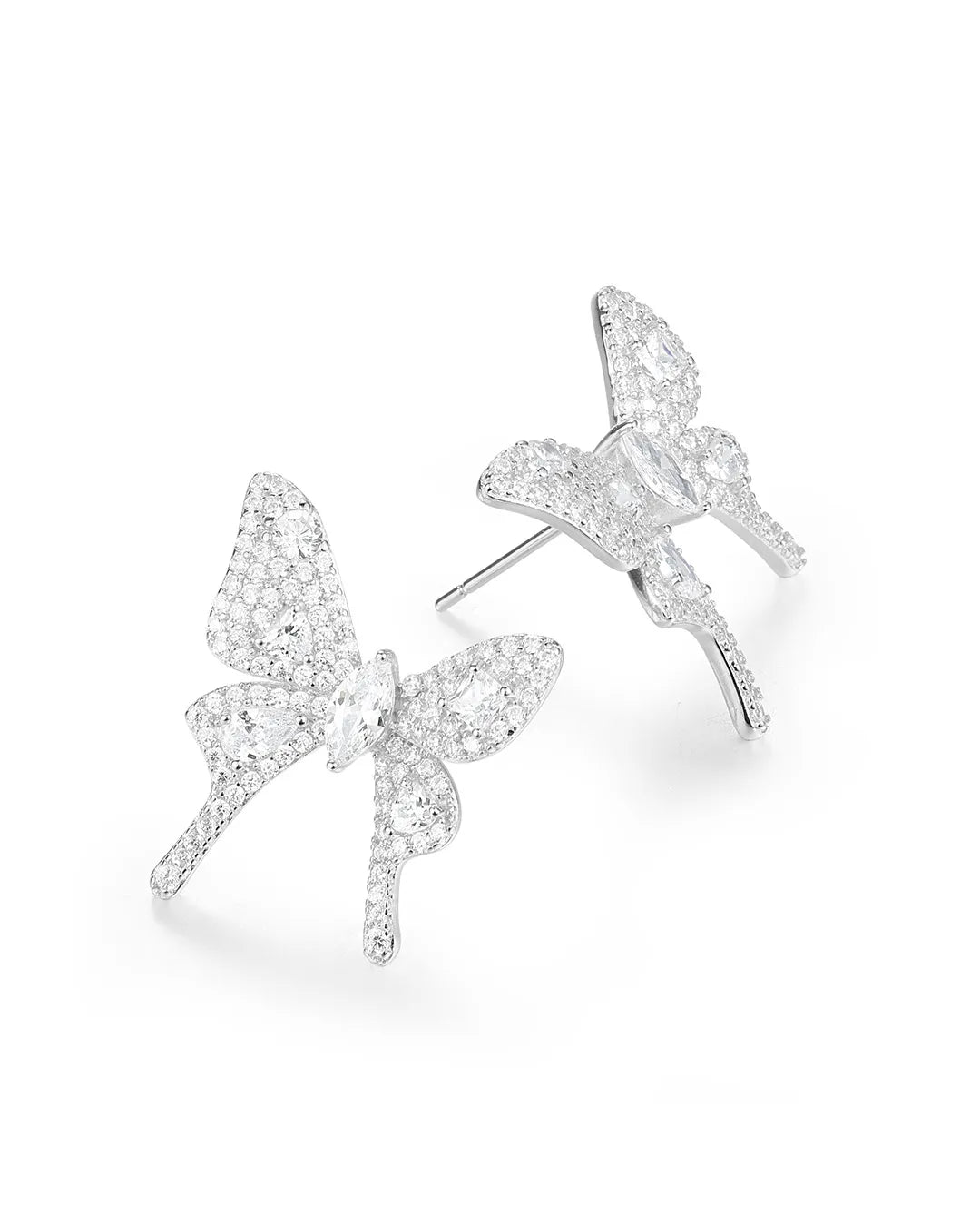 Silver Butterfly Hoop Earrings