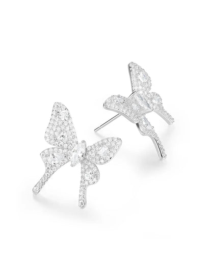 Silver Butterfly Hoop Earrings