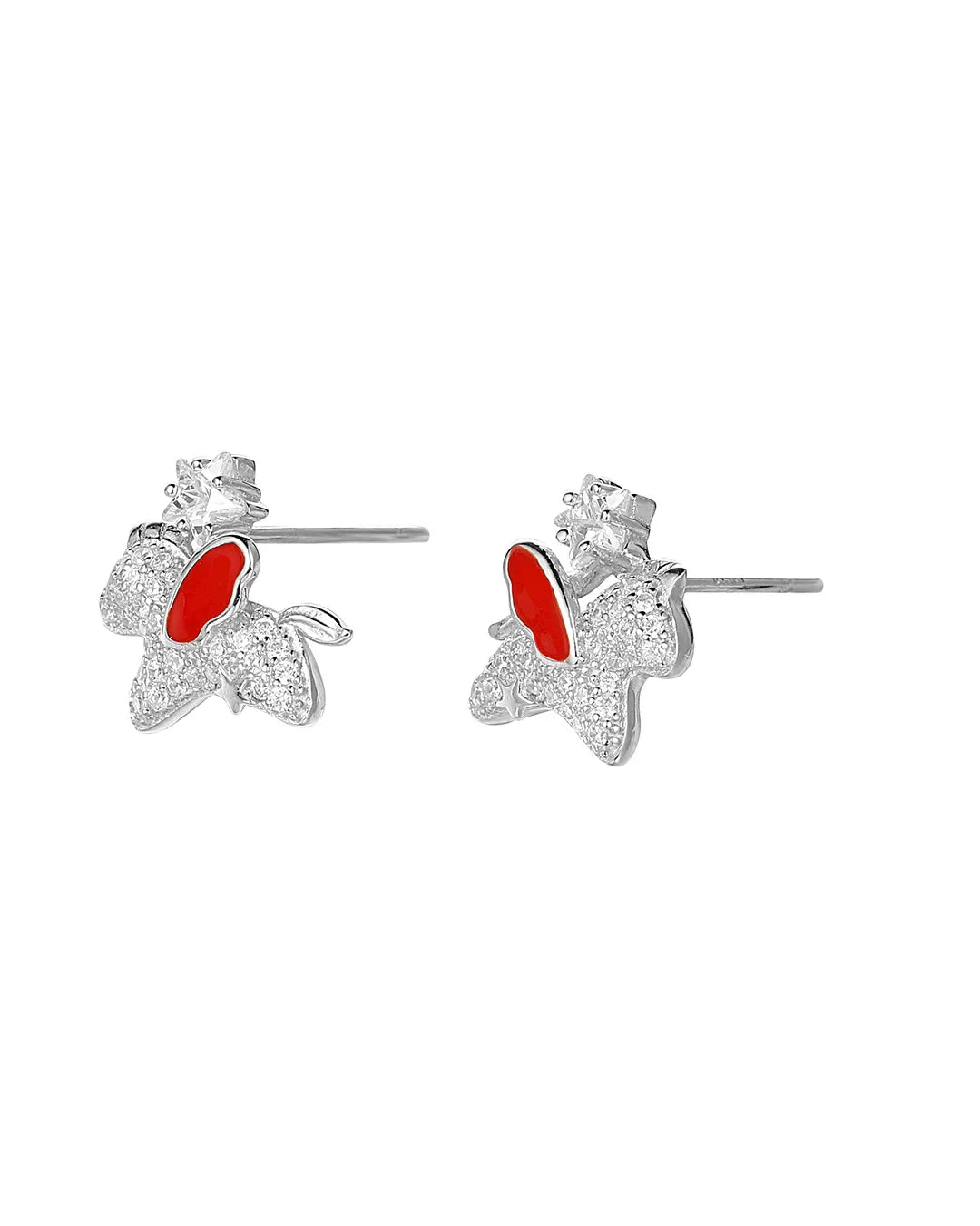 Crystal Snake Silver Earrings