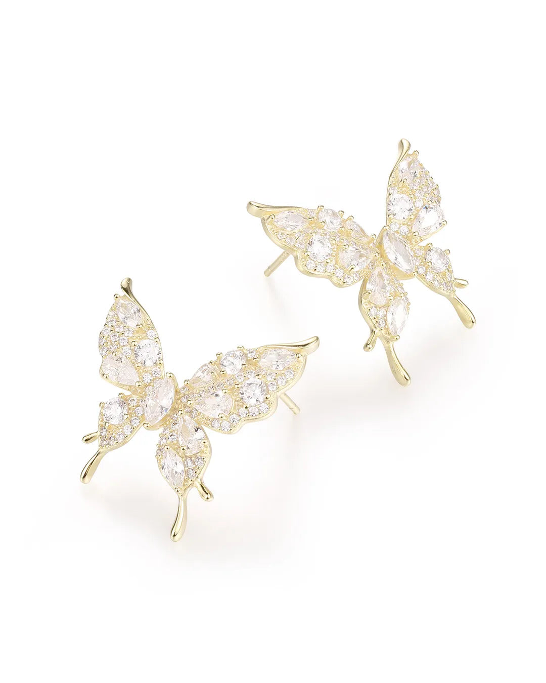 Gold Butterfly Stone Earrings