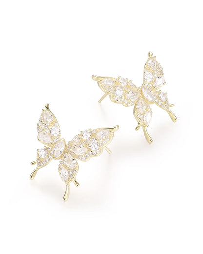 Gold Butterfly Stone Earrings