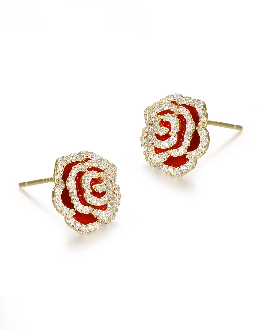 Red Rose Floral Earrings
