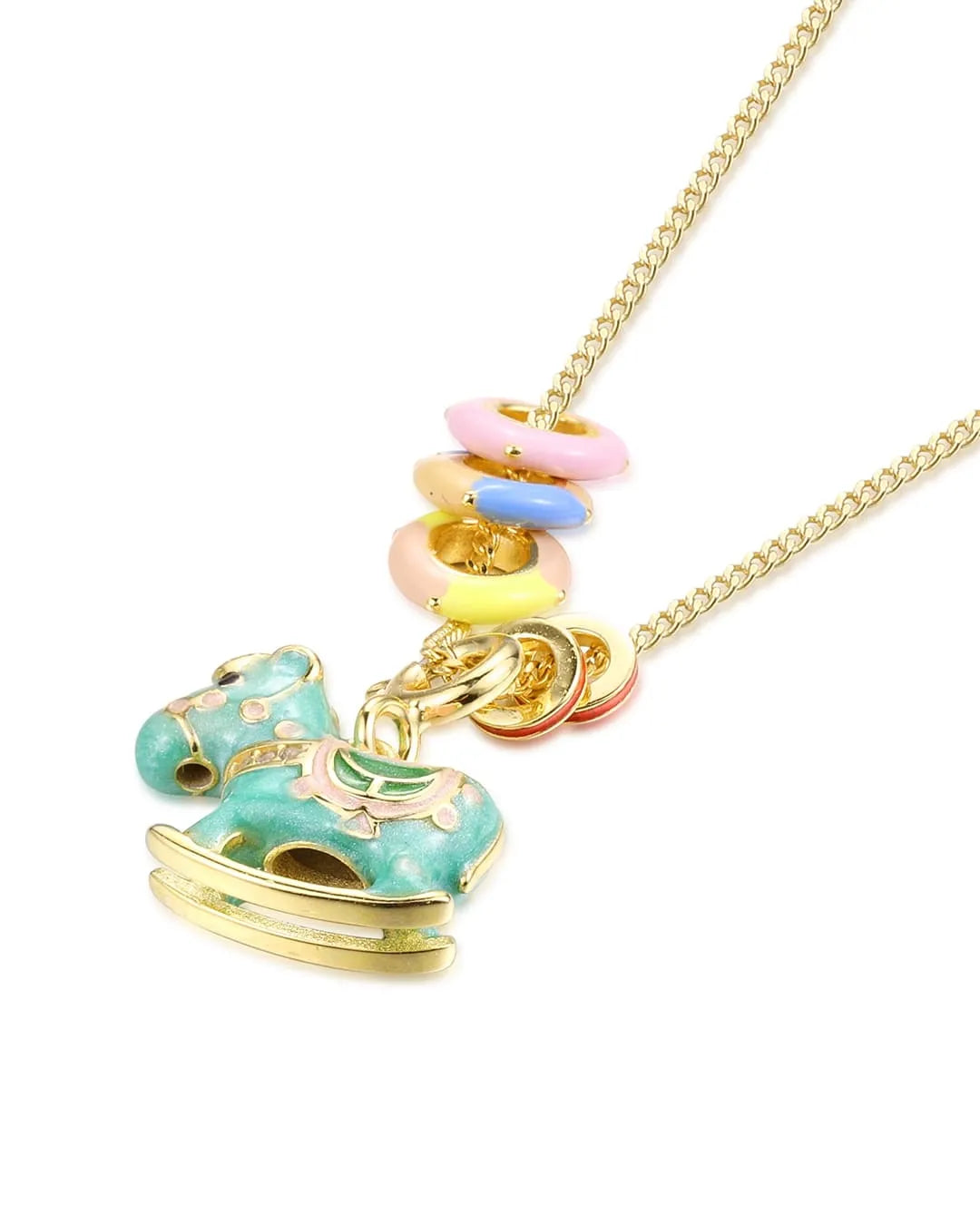 Hand Crafted Gold Chain Necklace with Vibrant Color Accents