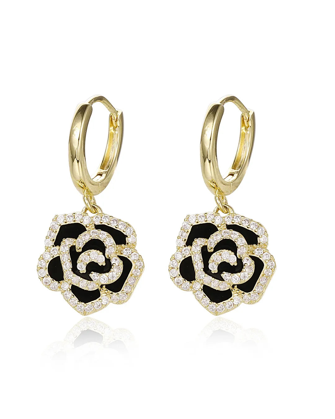 Gold Rose Drop Earrings