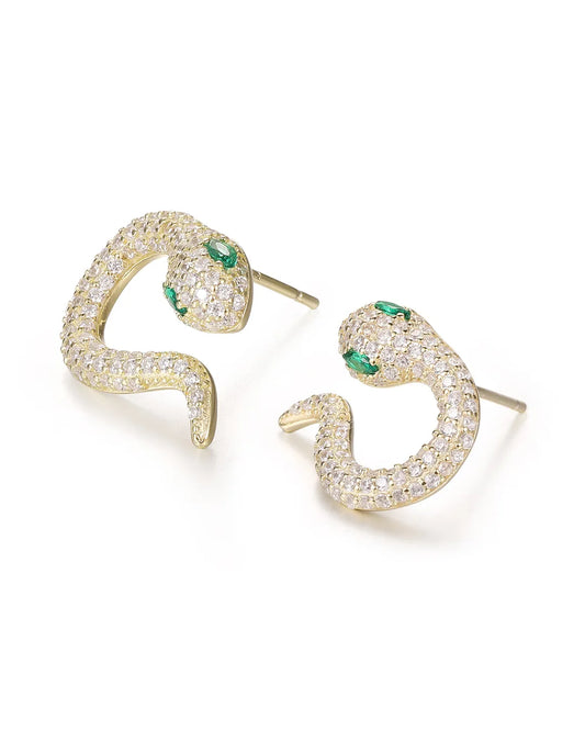 Gold Pavé Snake Earrings