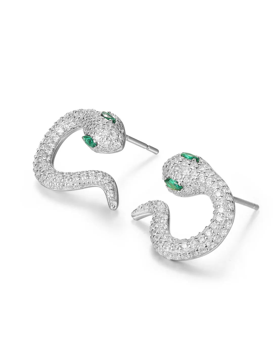 Silver Pavé Snake Earrings