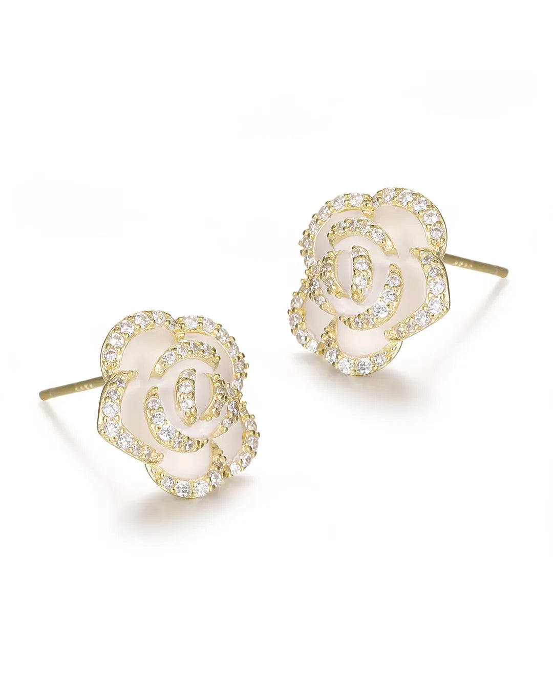 Gold Rose Stud Earrings