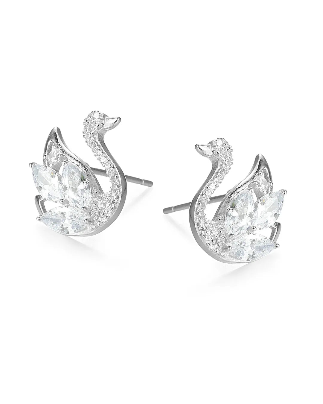 Radiant Swan Earrings Crafted with High Quality Shimmering Crystals