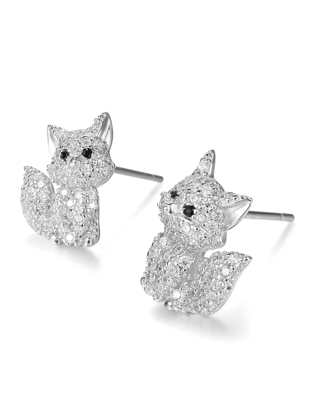 Detailed Silver Fox Women Earrings for a Sleek and Modern Style