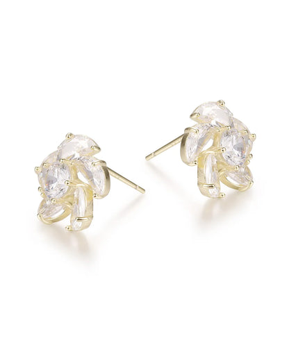 Gold Crystal Stone Earrings