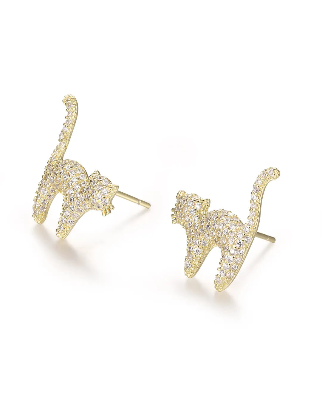 Gold Cat Stud Earrings