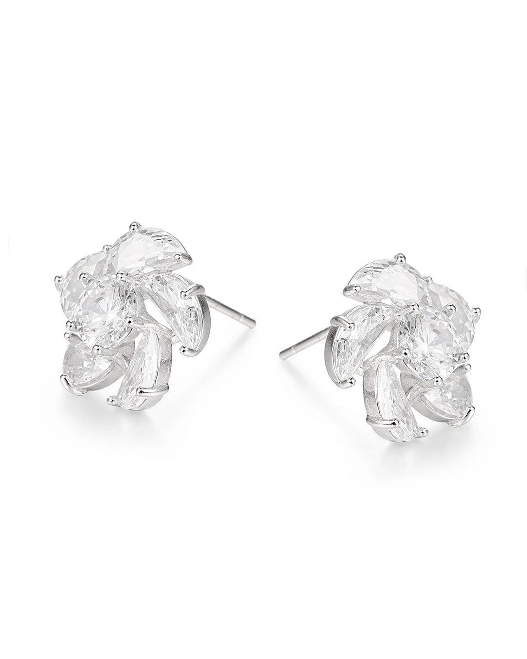 Silver Crystal Stone Earrings