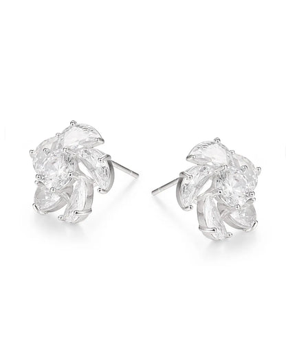 Silver Crystal Stone Earrings