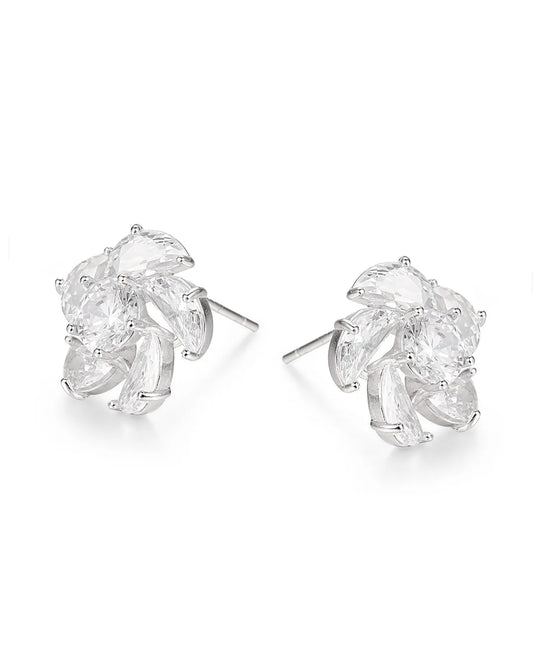 Silver Crystal Stone Earrings