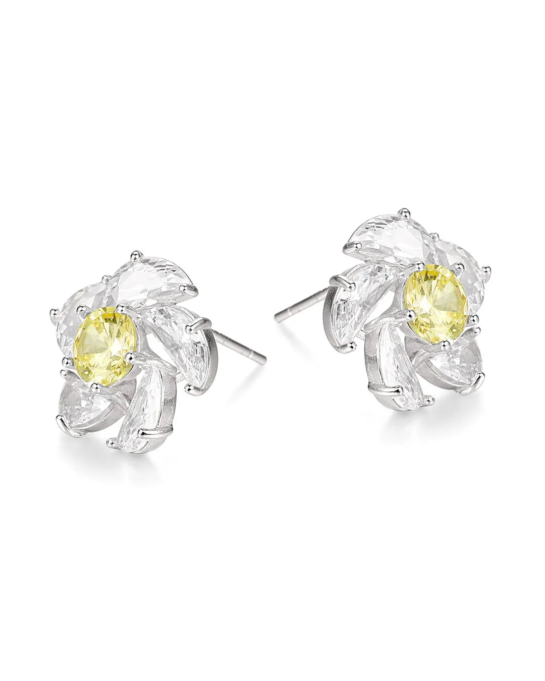Yellow Crystal Silver Earrings