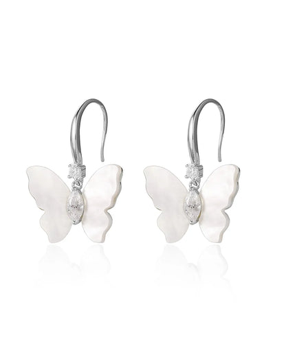 Silver Butterfly Hook Earrings