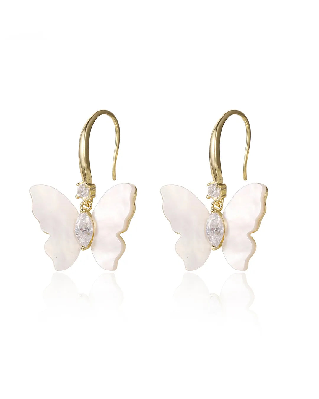 Gold Butterfly Hook Earrings