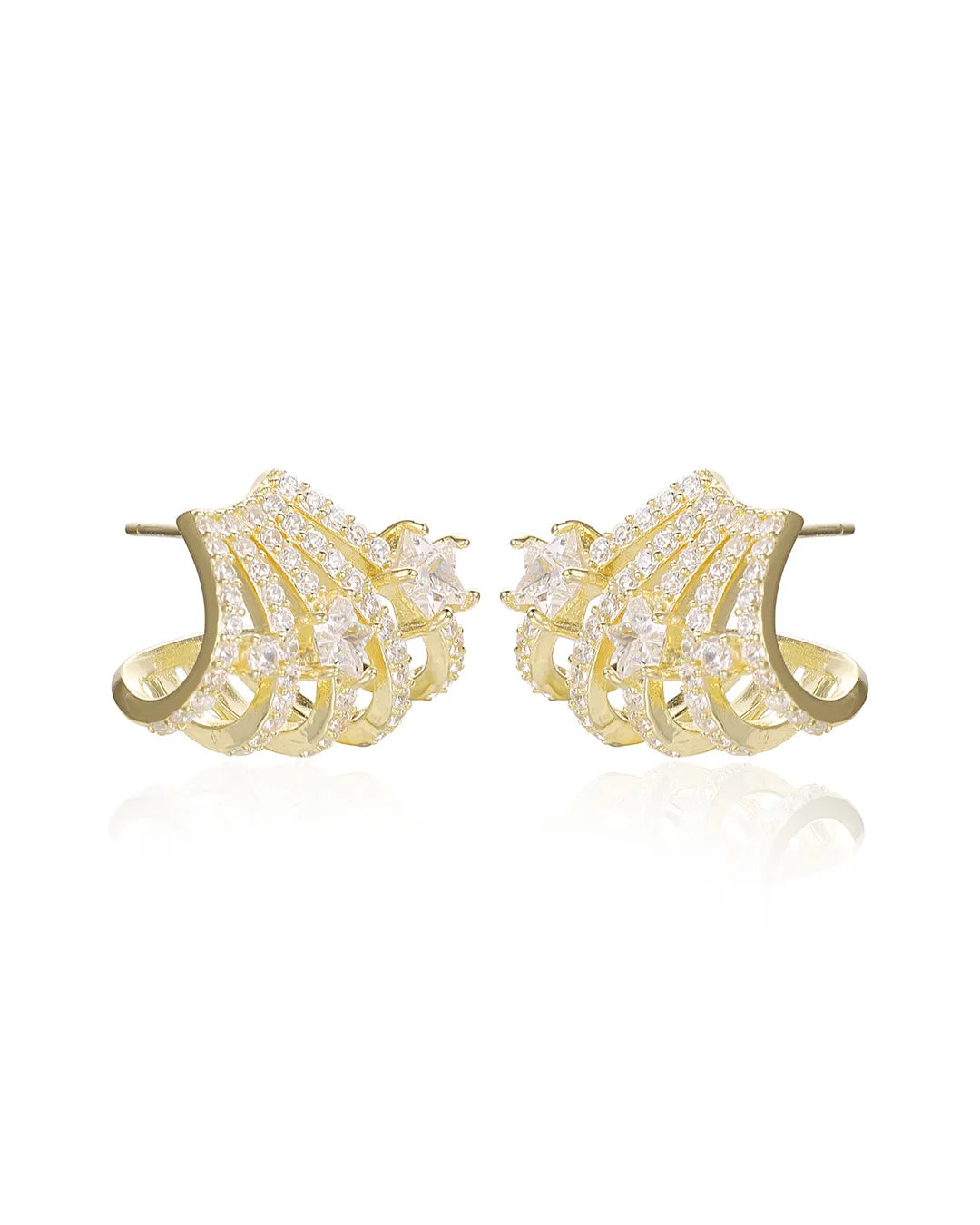 Elegant Gold Fan Earrings with a Unique and Exotic Fashion Design